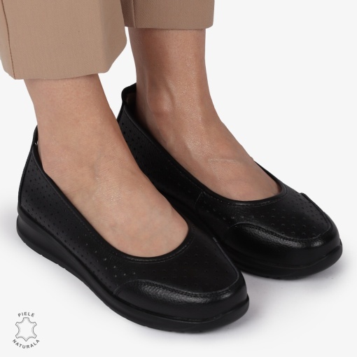 Balerini dama din Piele Naturala Slip-On LF0721 NEGRU - Img 2