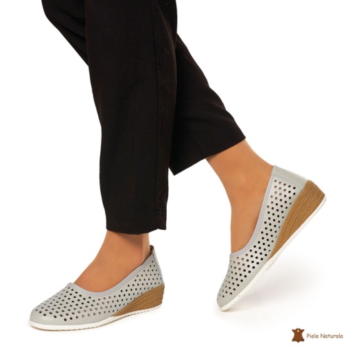 Balerini Dama Piele Naturala Slip-on LF0075 GRI - Img 3