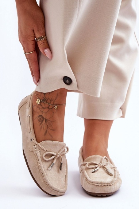 Mocasini DAMA din PIELE ECOLOGICA INTOARSA CU FUNDITA LF0976 CULOARE: BEJ - Img 3