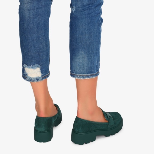 Mocasini dama din Piele Ecologica intoarsa LF0563VERDE - Img 4