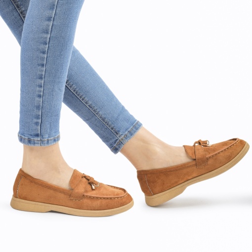 Mocasini DAMA din PIELE ECOLOGICA INTOARSA LF0957 CULOARE: CAMEL - Img 2