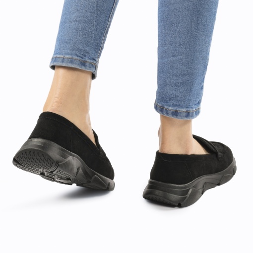 Mocasini DAMA din PIELE ECOLOGICA INTORSA LF0964 CULOARE: Negru - Img 2