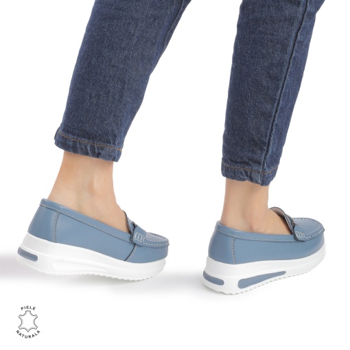 Mocasini DAMA din PIELE Naturala LF0941 CULOARE: Albastru - Img 3