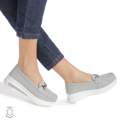 Mocasini DAMA din PIELE Naturala LF0941 CULOARE: Gri - Img 2