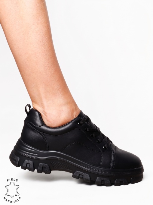 Pantofi casual confortabili din piele naturală LF1818 Negru - Img 2