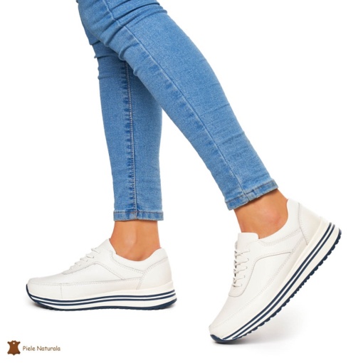 Pantofi Casual dama din Piele naturala LF00809 ALB - Img 3