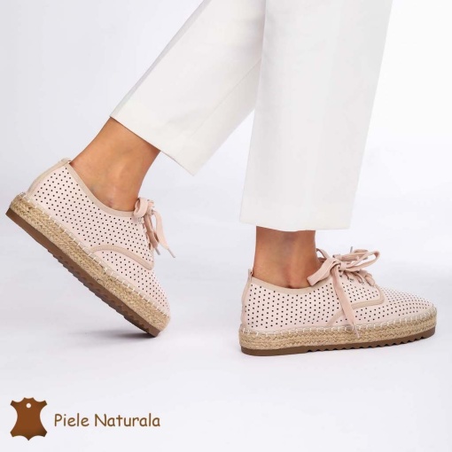 Pantofi casual dama din Piele naturală LF0153 ROZ - Img 2