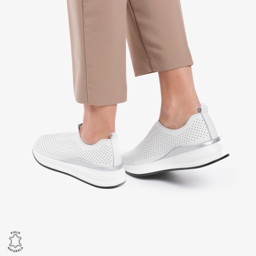 Pantofi Casual dama din piele naturala LF0784 ALB - Img 2