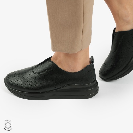 Pantofi Casual dama din piele naturala LF0784 NEGRU - Img 3