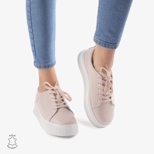 Pantofi Casual dama din Piele Naturala LF0850 ROZ - Img 2