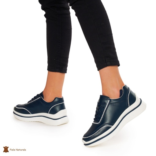 Pantofi casual dama din Piele naturală LF1325 BLEUMARIN - Img 4