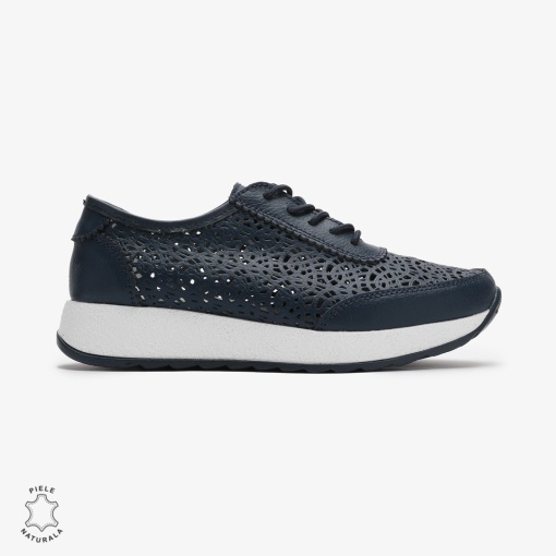 Pantofi casual dama din Piele Naturala Perforati cu model LF0714 BLEUMARIN - Img 2