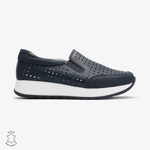 Pantofi Casual dama din Piele Naturala Perforati LF0711 NAVY - Img 2