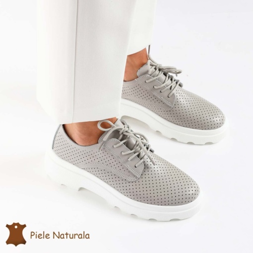 Pantofi Casual Dama Piele naturală LF0207 GRI - Img 2