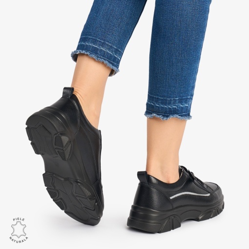 Pantofi casual dama piele naturala LF0867 NEGRU - Img 3