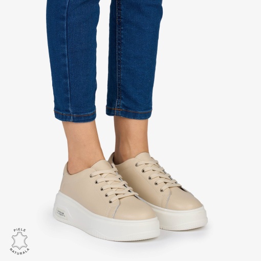 PANTOFI CASUAL Dama Piele Naturala LF1054 Culoare: BEJ - Img 2