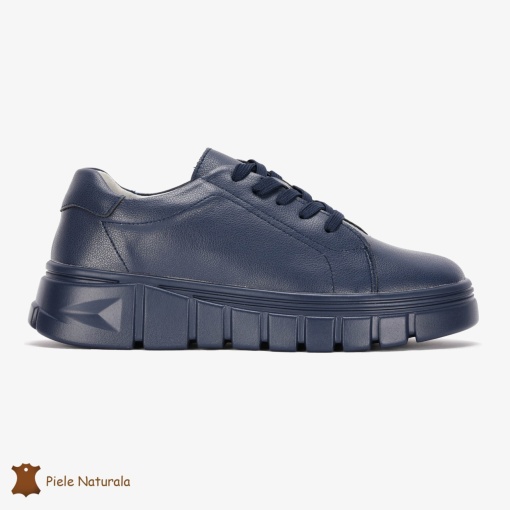Pantofi Casual de dama din Piele naturala cu talpa groasa LF0491 NAVY - Img 2