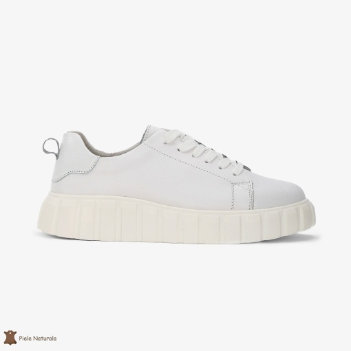 Pantofi Casual de dama din Piele naturala cu talpa groasa LF0492 ALB - Img 2