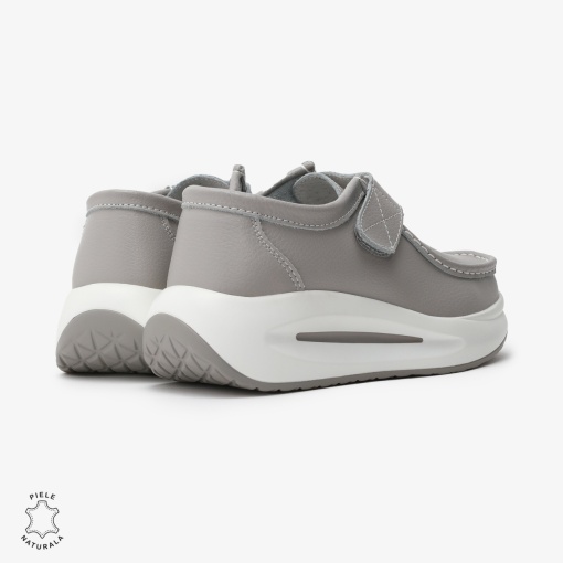 Pantofi Casual de dama din Piele Naturala LF0570 GRI - Img 3
