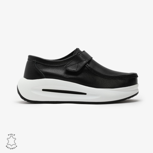 Pantofi Casual de dama din Piele Naturala LF0570 NEGRU - Img 2