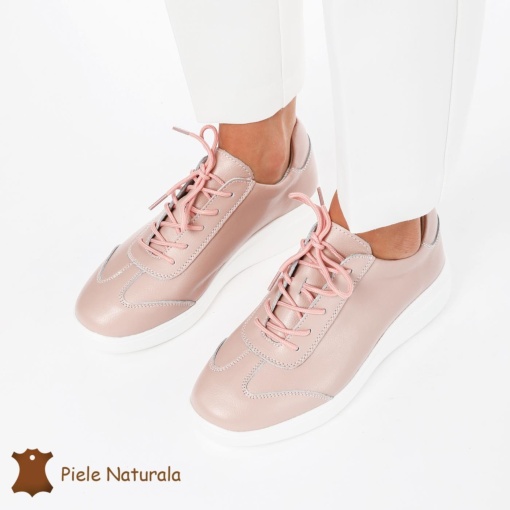 Pantofi casual elegante de dama din piele naturala LF0221 ROZ - Img 2