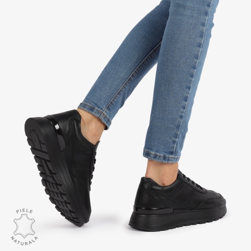 Pantofi Casual Piele Naturala LF1221 NEGRU - Img 3