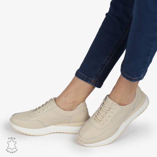 Pantofi casual piele naturala LF886 BEJ - Img 4
