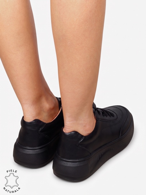 Pantofi damă sport din piele naturală cu design elegant LF1810 Negru - Img 3