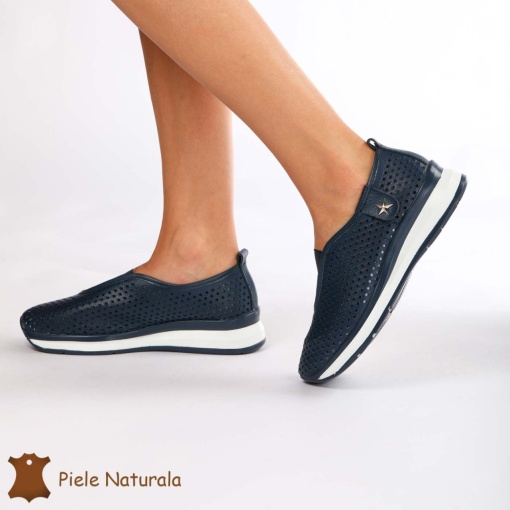 Pantofi Perforati Dama Piele naturală LF0098 NAVY - Img 3