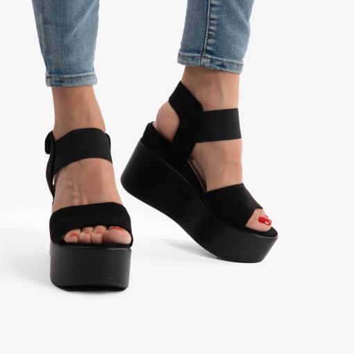 SANDALE DIN PIELE ECOLOGICA CU PLATFORMA LF0750 Negru - Img 2