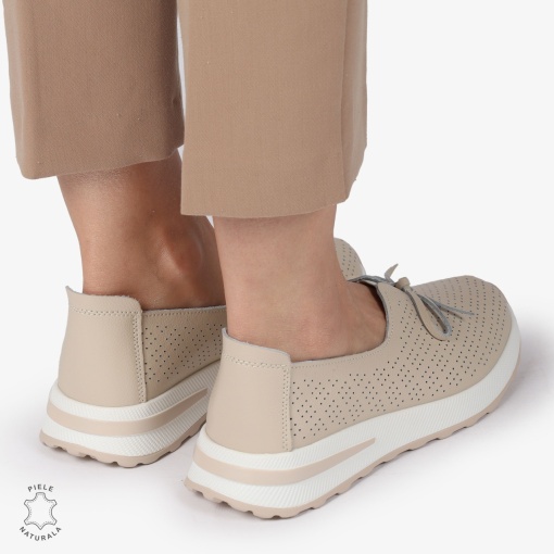 BALERINI dama din Piele Naturala LF1060 CULOARE: BEJ - Img 4