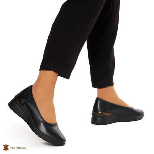 Balerini Dama Piele Naturala slip-on LF0082 NEGRU - Img 2