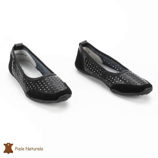 Balerini Negri din Piele Naturala cu talpa flexibila LF0168 - Img 4