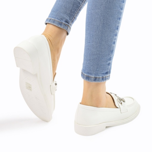 Mocasini DAMA din PIELE ECOLOGICA CU ARGINTIU LF0966 CULOARE:ALB - Img 3
