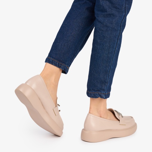 Mocasini DAMA din PIELE ECOLOGICA CU Pietre stralucitoare LF0955 CULOARE: BEJ - Img 3
