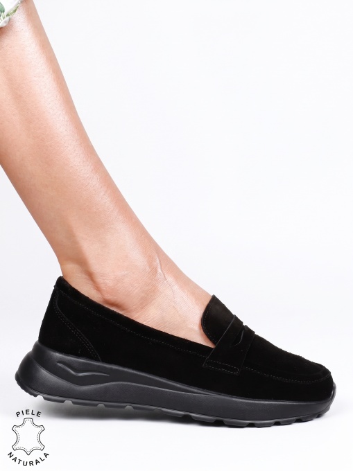 Mocasini damă din piele naturală cu design modern LF1815 Negru - Img 2