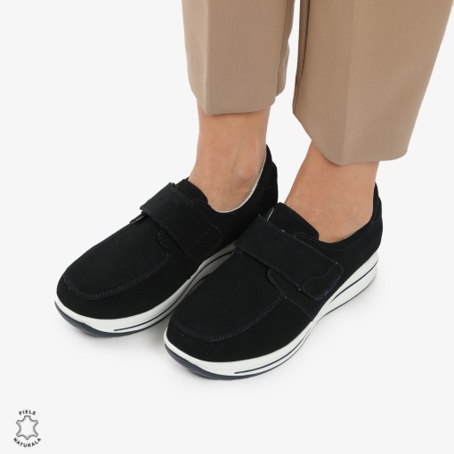 Mocasini dama din piele naturala INTOARSA cu talpa groasa LF0004 NAVY - Img 2