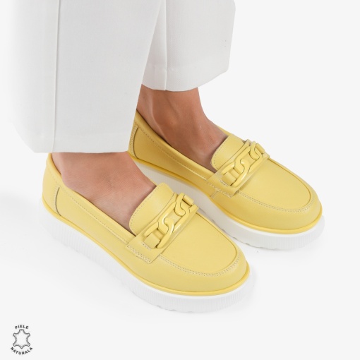 Mocasini dama din piele naturala LF0787 GALBEN - Img 3
