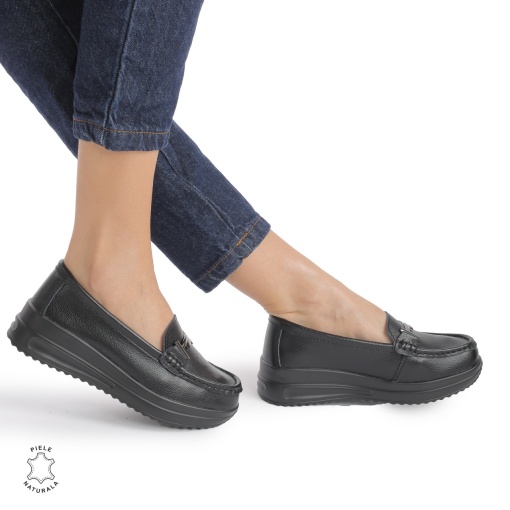 Mocasini DAMA din PIELE Naturala LF0941 CULOARE: Negru - Img 2