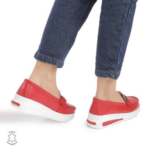 Mocasini DAMA din PIELE Naturala LF0941 CULOARE: ROSU - Img 3