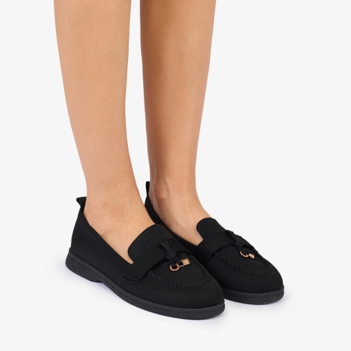 MOCASINI dama TEXTIL CU DETALIU AURIU LF1027 Culoare: NEGRU - Img 2