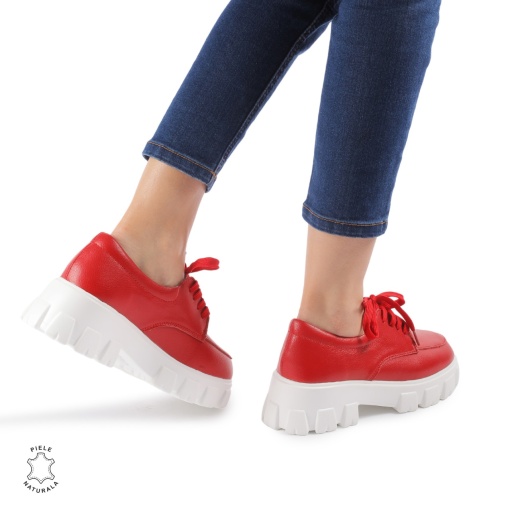 Pantofi casual dama din Piele naturală LF0109 ROSU - Img 3