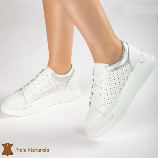 Pantofi Casual Dama din Piele naturală LF0117 ALB - Img 3