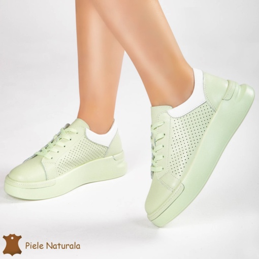Pantofi Casual Dama din Piele naturală LF0117 VERDE - Img 2