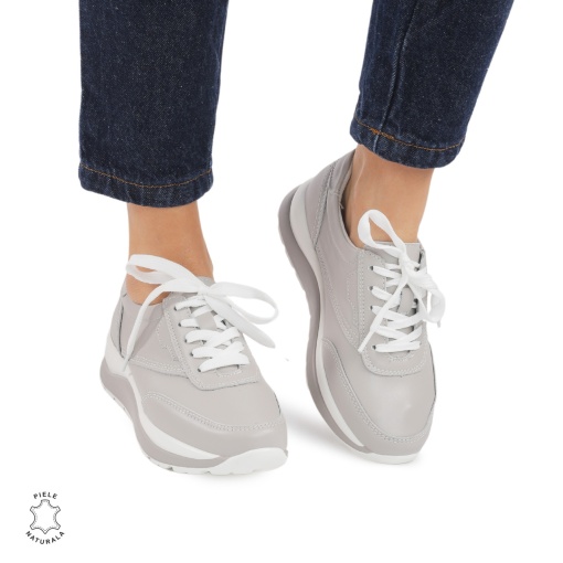 Pantofi Casual dama din Piele Naturala LF0855 GRI - Img 2