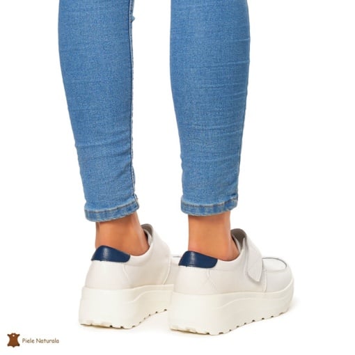 Pantofi Casual dama din Piele Naturala LF0858 ALB - Img 4