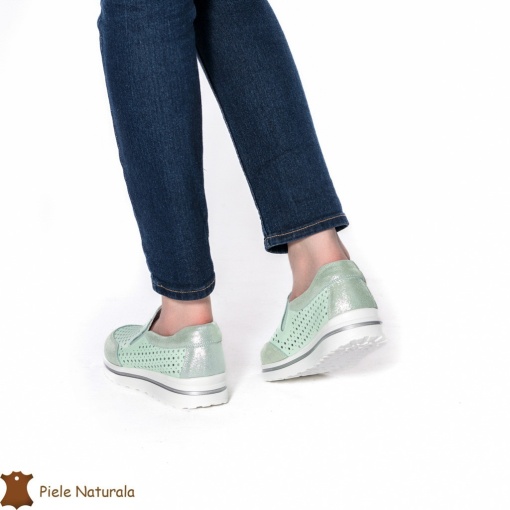 Pantofi Casual dama din Piele naturala LF0860 VERDE - Img 3