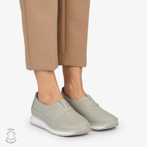 PANTOFI CASUAL Dama Piele Naturala USOR INALTA LF1050 Culoare: GRI - Img 3
