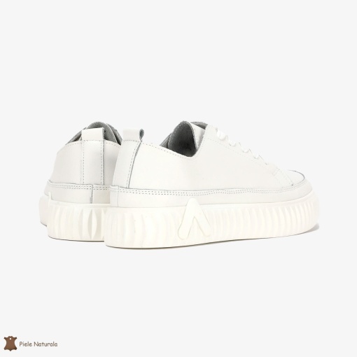 Pantofi Casual de dama din Piele naturala cu talpa groasa LF0489 ALB - Img 3