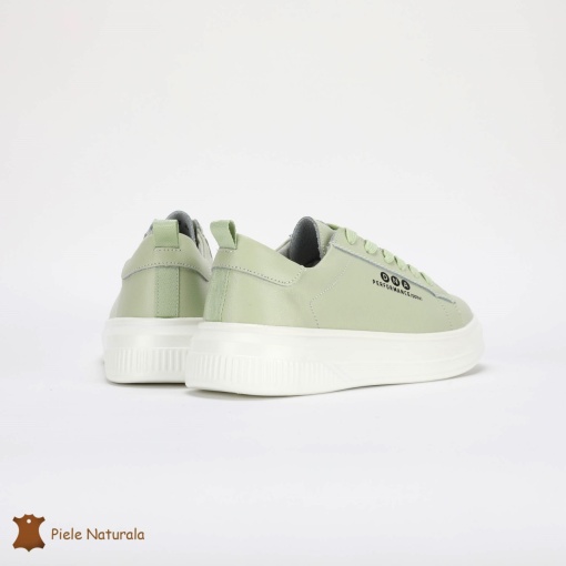 Pantofi Casual de dama din Piele naturala cu talpa groasa LF0494 Verde - Img 3